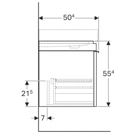 Тумба для раковини Geberit Citterio з одним висувним ящиком ДСП чорне глянцеве скло/сіро-коричневий дуб 500.556.JJ.1