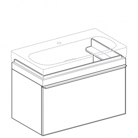 Тумба для раковини Geberit Citterio з одним висувним ящиком ДСП чорне глянцеве скло/сіро-коричневий дуб 500.559.JJ.1
