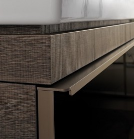 Тумба для раковины Geberit Citterio с одним выдвижным ящиком ДСП черное глянцевое стекло/серо-коричневый дуб 500.566.JJ.1