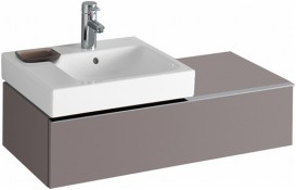 Тумба для раковины Geberit iCon с одним выдвижным ящиком и полкой ДСП платиновый/высокоглянцевое покрытие 840492000