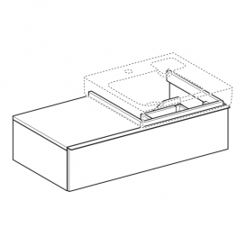 Тумба для раковины Geberit iCon с одним выдвижным ящиком и полкой слева ДСП платиновый/высокоглянцевое покрытие 840592000