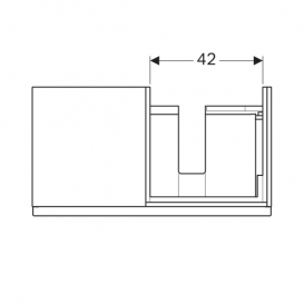 Тумба для раковины Geberit iCon с одним выдвижным ящиком и полкой слева ДСП платиновый/высокоглянцевое покрытие 840592000