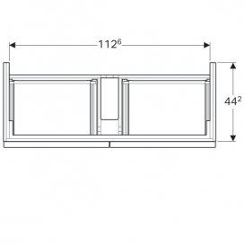 Тумба для раковины Geberit iCon шириной от 120 см с четырьмя выдвижными ящиками ДСП платиновый/высокоглянцевое покрытие 840422000