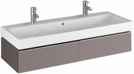 Тумба для раковины Geberit iCon шириной от 120 см с двумя выдвижными ящиками ДСП платиновый/высокоглянцевое покрытие 840122000