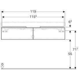 Тумба для раковини Geberit iCon шириною від 120 см з двома висувними ящиками ДСП натуральний дуб/меламін деревна структура 841122000