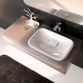 Тумба для раковини Geberit myDay з одним висувним ящиком ДСП/МДФ сіро-коричневий/високоглянцеве покриття 824161000