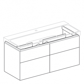 Тумба для раковины Geberit Xeno² с четырьмя выдвижными ящиками ДСП белый/высокоглянцевое покрытие 500.518.01.1