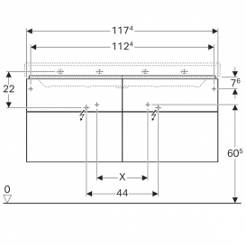 Тумба для раковины Geberit Xeno² с четырьмя выдвижными ящиками ДСП белый/высокоглянцевое покрытие 500.518.01.1