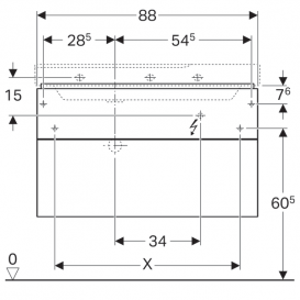 Тумба для раковины Geberit Xeno² с полкой и двумя выдвижными ящиками ДСП белый/высокоглянцевое покрытие 500.515.01.1
