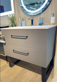 Тумба Fancy Marble Messi с раковиной Mikaela 900 МДФ графит матовый 14009028400