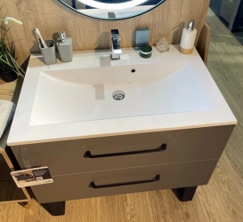 Тумба Fancy Marble Messi с раковиной Mikaela 900 МДФ графит матовый 14009028400