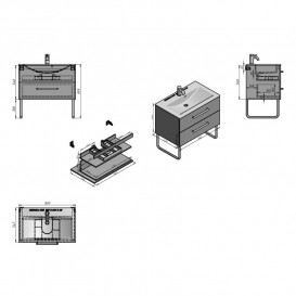 Тумба Fancy Marble Messi с раковиной Mikaela 900 МДФ графит матовый 14009028400