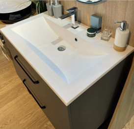 Тумба Fancy Marble Messi с раковиной Mikaela 900 МДФ графит матовый 14009028400