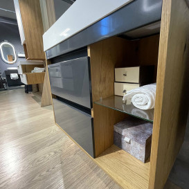 Тумба Fancy Marble Trinidat 80х50 см с раковиной Shelly шпон серый/дерево 11908012200