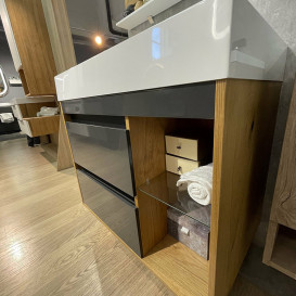 Тумба Fancy Marble Trinidat 80х50 см с раковиной Shelly шпон серый/дерево 11908012200