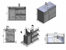 Тумба Fancy Marble Wega 900 L з раковиною Amelia 900L шпон білий/дерево 13709010610