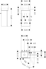Тумба Hansgrohe Xelu Q с раковиной 36х26,5 см петли справа МДФ матовый серый 54366670
