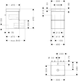Тумба Hansgrohe Xelu Q із раковиною 50х48 см МДФ білий глянсовий 54368000
