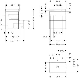 Тумба Hansgrohe Xelu Q із раковиною 60х48 см МДФ білий глянсовий 54371000