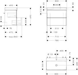 Тумба Hansgrohe Xelu Q із раковиною 80х48 см МДФ натуральний дуб 54376000