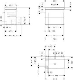Тумба Hansgrohe Xelu Q з раковиною 80х48 см полиця зліва МДФ білий глянсовий 54377000