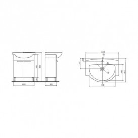 Тумба Koło Freja 60x67x32 см с раковиной 65х48 см белый глянец L79001000