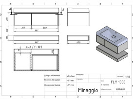 Тумба Miraggio Duo з раковиною Fly 1000 МДФ білий/кашемір 8814977