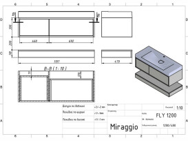 Тумба Miraggio Duo с раковиной Fly 1200 МДФ белый/серый 8814990