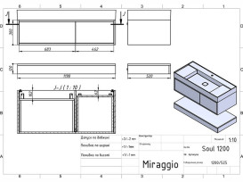 Тумба Miraggio Duo з раковиною Soul 1200 ДСП білий/дуб канзас 8815004