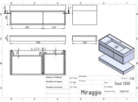 Тумба Miraggio Duo с раковиной Soul 1200 МДФ белый/серый 8814994