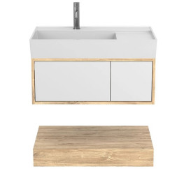 Тумба Miraggio Duo с раковиной Soul 800 ДСП белый/дуб канзас 8815001