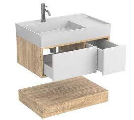 Тумба Miraggio Duo с раковиной Soul 800 ДСП белый/дуб канзас 8815001