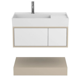 Тумба Miraggio Duo с раковиной Soul 800 МДФ белый/кашемир 8814981