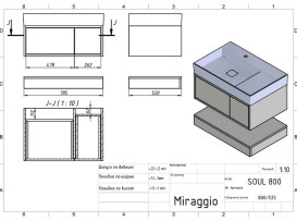 Тумба Miraggio Duo с раковиной Soul 800 МДФ белый/кашемир 8814981