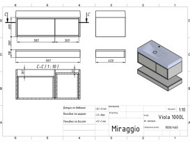 Тумба Miraggio Duo с раковиной Viola 1000 L МДФ белый/кашемир 8814973