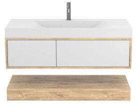 Тумба Miraggio Duo с раковиной Fly 1200 ДСП белый/дуб канзас 8815000