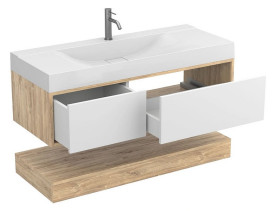 Тумба Miraggio Duo с раковиной Fly 1200 ДСП белый/дуб канзас 8815000