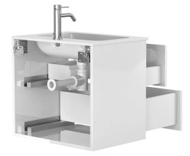 Тумба Miraggio Natura з раковиною Della 600 МДФ білий глянсовий 8814879