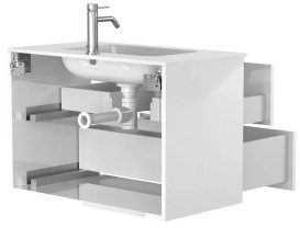 Тумба Miraggio Natura з раковиною Della 800 МДФ білий глянсовий 8814881