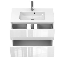 Тумба Miraggio Natura с раковиной Della 800 МДФ белый глянцевый 8814881