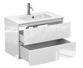 Тумба Miraggio Natura с раковиной Della 800 МДФ белый глянцевый 8814881