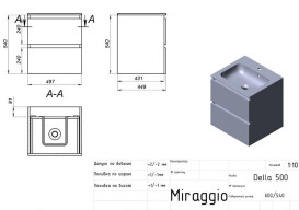 Тумба Miraggio Natura з раковиною Della 500 ДСП кашемір 8814805