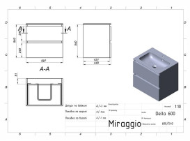 Тумба Miraggio Natura з раковиною Della 600 ДСП кашемір 8814807