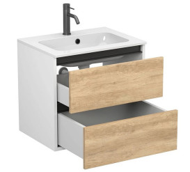 Тумба Miraggio Natura с раковиной Della 600 ДСП дуб небраска/белый мат 8814815