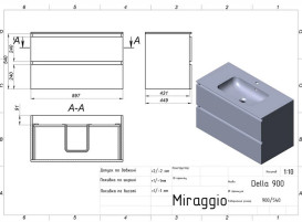 Тумба Miraggio Natura с раковиной Della 900 ДСП кашемир 8814810