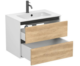 Тумба Miraggio Natura з раковиною Della 700 ДСП дуб небраска/білий мат 8814816