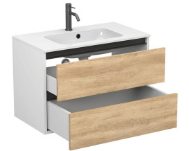 Тумба Miraggio Natura с раковиной Della 800 ДСП дуб небраска/белый мат 8814817