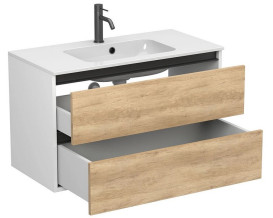 Тумба Miraggio Natura с раковиной Della 900 ДСП дуб небраска/белый мат 8814818
