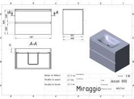 Тумба Miraggio Natura з раковиною Jessel 800 МДФ білий глянсовий 8814886