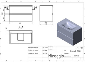 Тумба Miraggio Natura з раковиною Jessel 800 ДСП дуб небраска/білий мат 8814840